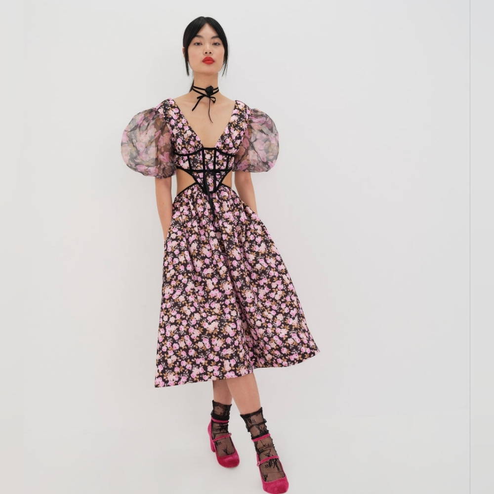For Love & Lemons Maddison Midi Dress XS NWT